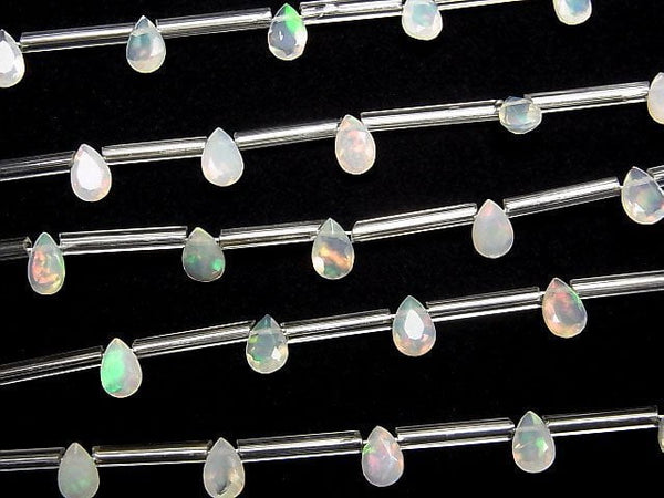 [Video] High Quality Ethiopian Opal AAA Pear shape Faceted 6x4mm 1strand (8pcs )