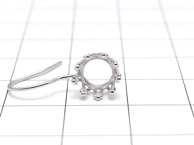 [Video]Silver925 Crown Earwire Frame Round 6x6mm Rhodium Plated 1pair