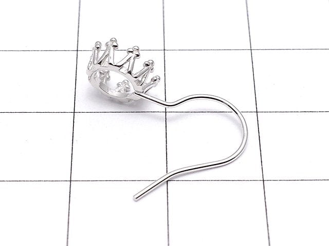 [Video]Silver925 Crown Earwire Frame Round 6x6mm Rhodium Plated 1pair