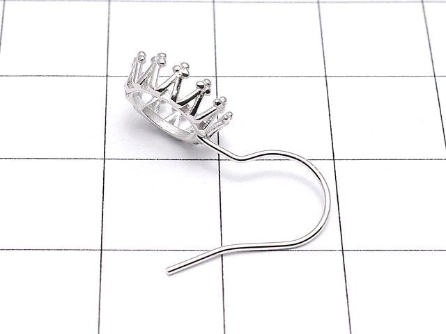 [Video]Silver925 Crown Earwire Frame Round 8x8mm Rhodium Plated 1pair