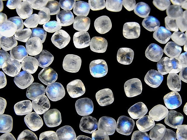 [Video]High Quality Rainbow Moonstone AA++ Loose stone Square Faceted 4x4mm 10pcs