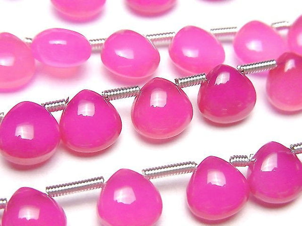 [Video] High Quality Fuchsia Pink Chalcedony AAA Chestnut (Smooth) 8x8mm 1strand (16pcs )