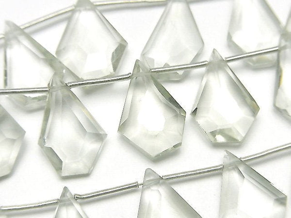 [Video]High Quality Green Amethyst AAA- Rough Drop -Faceted Pear Shape half or 1strand beads (aprx.6inch/16cm)