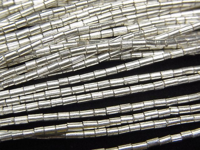 Karen Silver Tube 2x1x1mm White Silver 1strand beads (aprx.27inch/67cm)