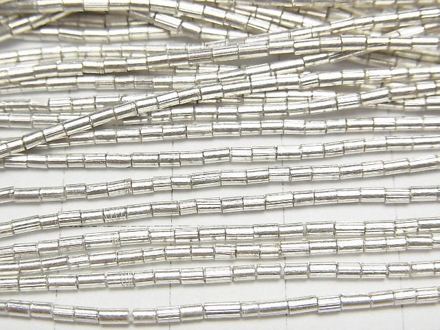 Karen Silver Tube 2x1x1mm White Silver 1strand beads (aprx.27inch/67cm)