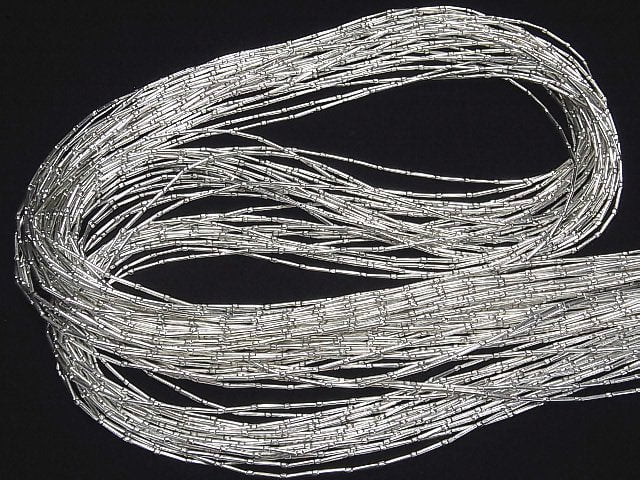 Karen Silver Tube 6x1x1mm White Silver half or 1strand beads (aprx.27inch/68cm)