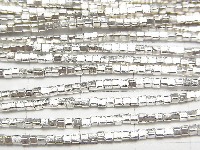 Karen Silver Cube 1.5x1.5x1.5mm White Silver 1/4 or 1strand beads (aprx.27inch/68cm)