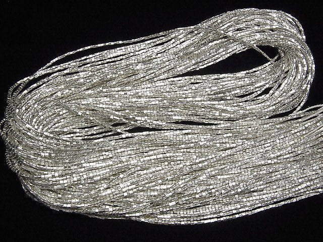 Karen Silver Cube 1.5x1.5x1.5mm White Silver 1/4 or 1strand beads (aprx.27inch/68cm)