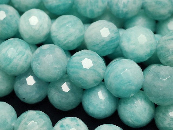 [Video]Amazonite AA+ 128Faceted Round 10mm half or 1strand beads (aprx.15inch/36cm)