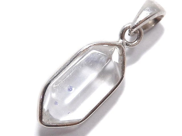 [Video][One of a kind] Fluorite in Quartz Faceted Nugget Pendant Silver925 NO.2