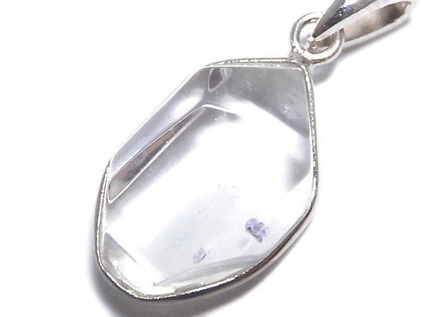 [Video][One of a kind] Fluorite in Quartz Faceted Nugget Pendant Silver925 NO.6