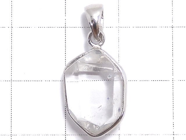 [Video][One of a kind] Fluorite in Quartz Faceted Nugget Pendant Silver925 NO.7
