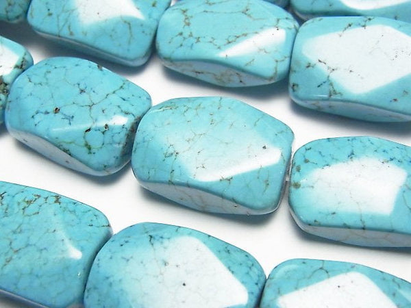 [Video]Magnesite Turquoise Faceted Rectangle 22x15mm half or 1strand beads (aprx.14inch/35cm)