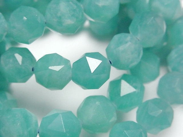 [Video] High Quality! Mozambique Amazonite AA++ Star Faceted Round 9mm Bracelet