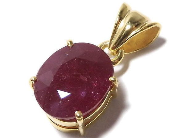 [Video][One of a kind] High Quality Ruby AAA- Faceted Pendant 18KGP NO.40