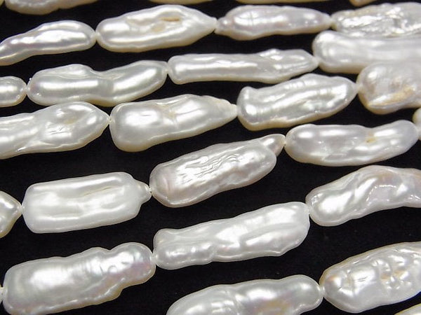 [Video]Fresh Water Pearl,Keshi Pearl Stick 14-20mm White 1strand beads (aprx.15inch/36cm)