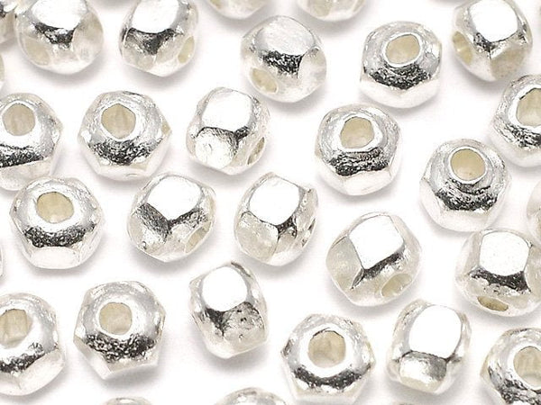 Karen Silver Faceted Roundel 4x4.5x4.5mm White Silver 3pcs