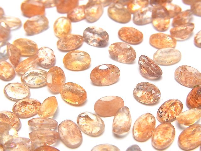 [Video]High Quality Sunstone AAA Loose stone Oval Faceted 6x4mm 5pcs