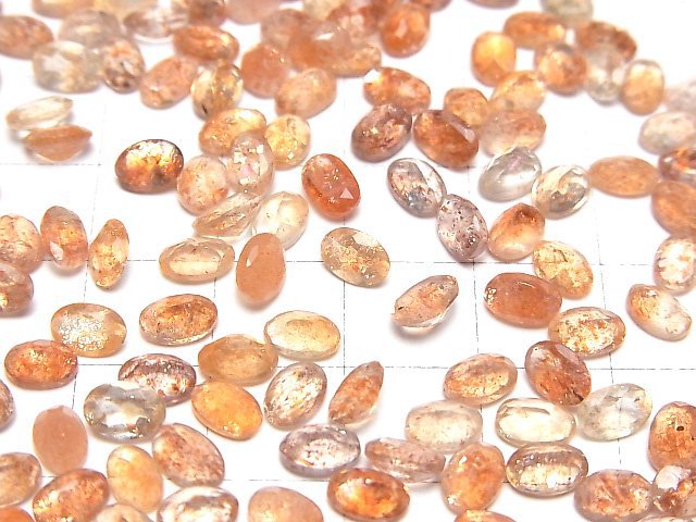[Video]High Quality Sunstone AAA Loose stone Oval Faceted 6x4mm 5pcs