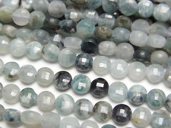 [Video] High Quality! Indigo Light Tourmaline AA+ Faceted Coin 4x4mm 1strand beads (aprx.14inch/35cm)