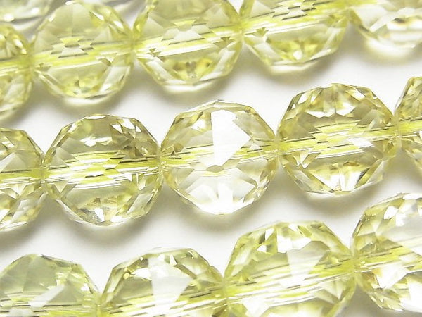 [Video] High Quality! Lemon Quartz AAA Star Faceted Round 14mm [Light color] 1/4 or 1strand beads (aprx.15inch/38cm)