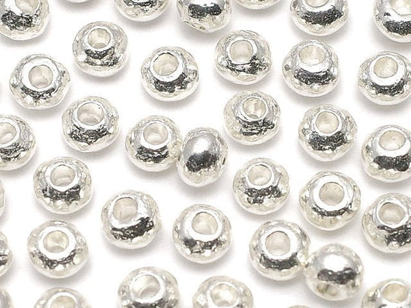 Karen Silver Faceted Roundel 3.5x3.5x2.5mm White Silver 5pcs
