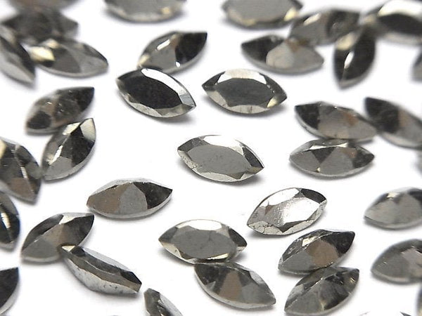[Video]Pyrite Loose stone Marquise Faceted 8x4mm 5pcs