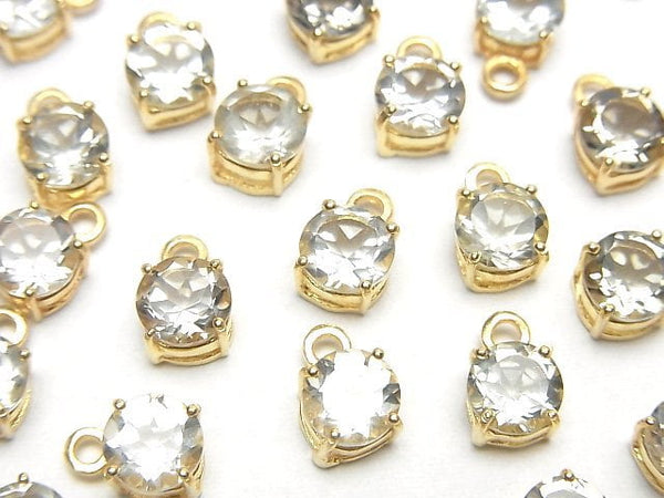 [Video]High Quality Green Amethyst AAA Bezel Setting Round Faceted 6x6mm 18KGP 2pcs