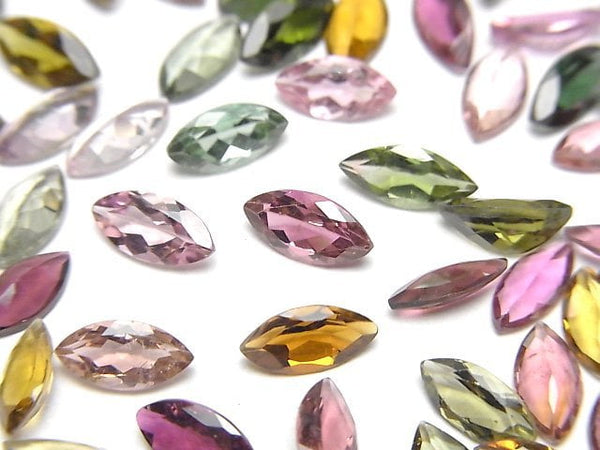 [Video]High Quality Multi color Tourmaline AAA Loose stone Marquise Faceted 8x4mm 5pcs