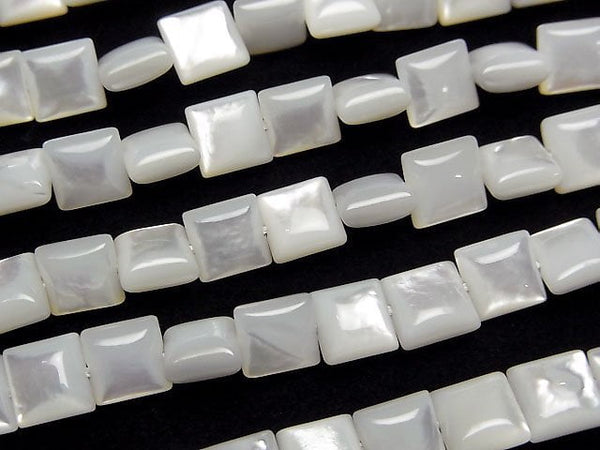 [Video] High quality white Shell (Silver-lip Oyster)AAA Square 6x6x3mm half or 1strand beads (aprx.15inch/38cm)