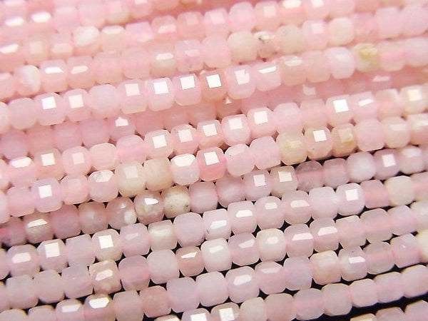 [Video] High Quality! Pink Opal AAA- Cube Shape 2x2x2mm 1strand beads (aprx.15inch/37cm)