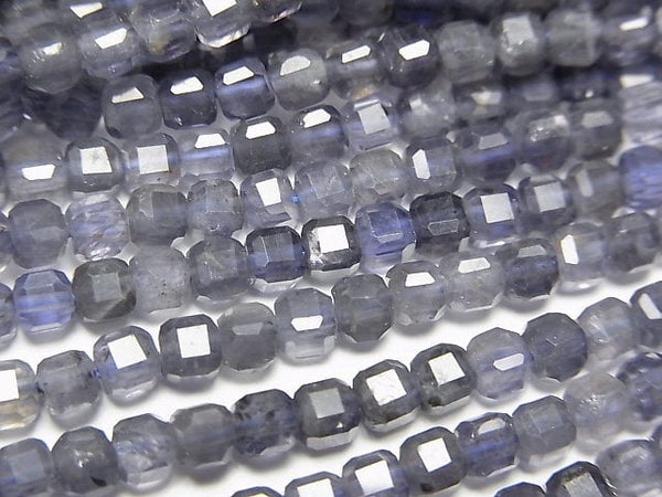 [Video] High Quality! Iolite AA+ Cube Shape 3x3x3mm 1strand beads (aprx.15inch/37cm)