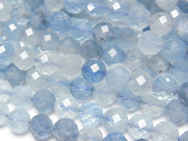 [Video] High Quality! Deep Blue Aquamarine AA++ Faceted Round 6mm half or 1strand beads (aprx.15inch/37cm)