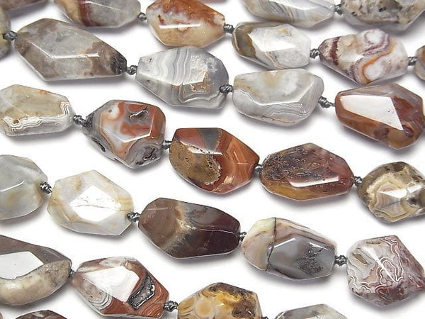 [Video] Laguna Lace Agate Faceted Nugget half or 1strand beads (aprx.15inch/36cm)