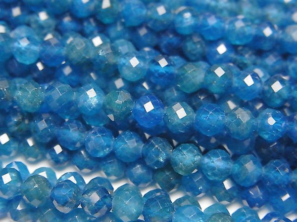 [Video] High Quality! Neon Blue Apatite AA++ Faceted Round 4.5mm 1strand beads (aprx.15inch/36cm)
