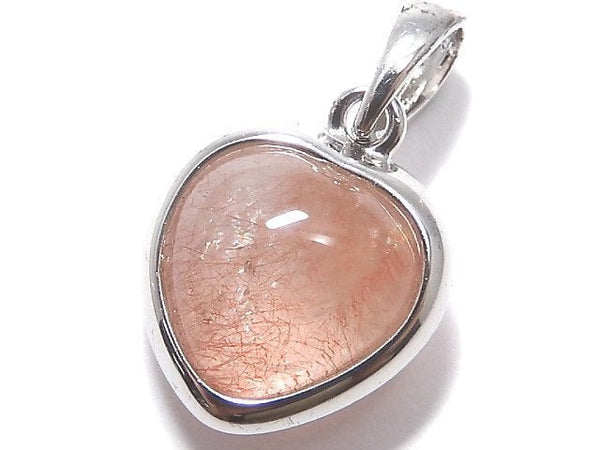 [Video][One of a kind] Natural Strawberry Quartz AAA- Heart Pendant Silver925 NO.1
