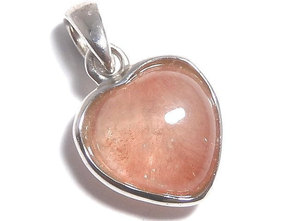 [Video][One of a kind] Natural Strawberry Quartz AAA- Heart Pendant Silver925 NO.3