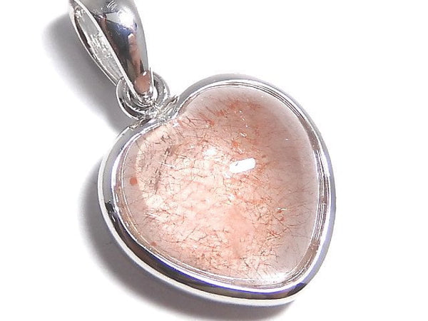 [Video][One of a kind] Natural Strawberry Quartz AAA- Heart Pendant Silver925 NO.4