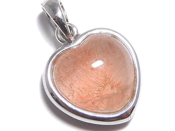 [Video][One of a kind] Natural Strawberry Quartz AAA- Heart Pendant Silver925 NO.5