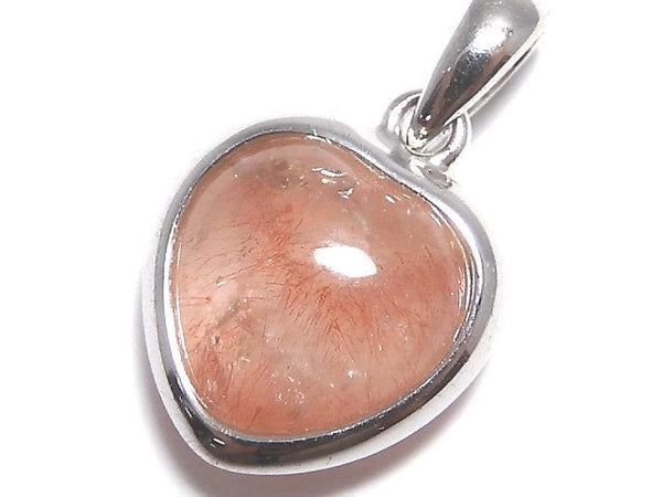 [Video][One of a kind] Natural Strawberry Quartz AAA- Heart Pendant Silver925 NO.6