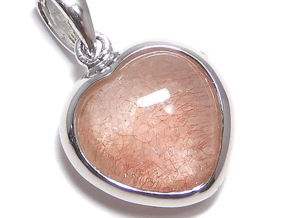 [Video][One of a kind] Natural Strawberry Quartz AAA- Heart Pendant Silver925 NO.9