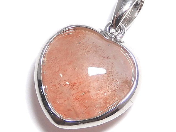 [Video][One of a kind] Natural Strawberry Quartz AAA- Heart Pendant Silver925 NO.10