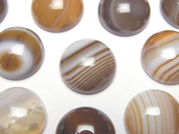 [Video] Brown Striped Agate AAA Round Cabochon 14x14mm 2pcs
