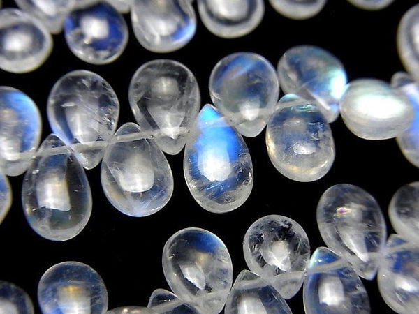 [Video]High Quality Rainbow Moonstone AAA- Pear shape (Smooth) half or 1strand beads (aprx.6inch/15cm)