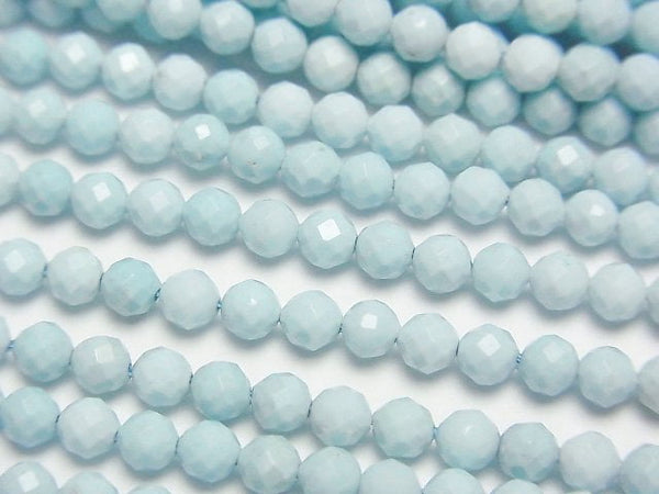 [Video]High Quality! Magnesite Turquoise Faceted Round 3mm 1strand beads (aprx.15inch/37cm)