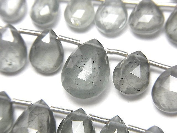 [Video]High Quality Moss Aquamarine AAA- Pear shape Faceted Briolette 1strand beads (aprx.8inch/20cm)