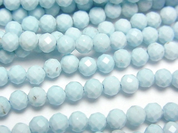 [Video]High Quality! Magnesite Turquoise Faceted Round 4mm 1strand beads (aprx.15inch/37cm)