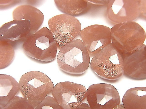 [Video]High Quality Orange-Brown Moonstone AAA- Chestnut Faceted Briolette half or 1strand beads (aprx.7inch/18cm)