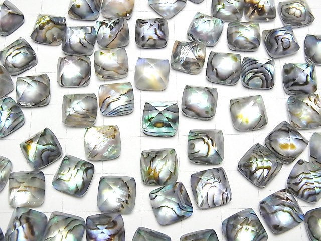 [Video] Abalone Shell x Crystal AAA Sugarloaf Cut 10x10mm 2pcs