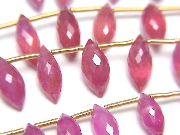 [Video]High Quality Ruby (Pink Sapphire)AA++ Marquise Rice Faceted Briolette half or 1strand beads (aprx.4inch/10cm)
